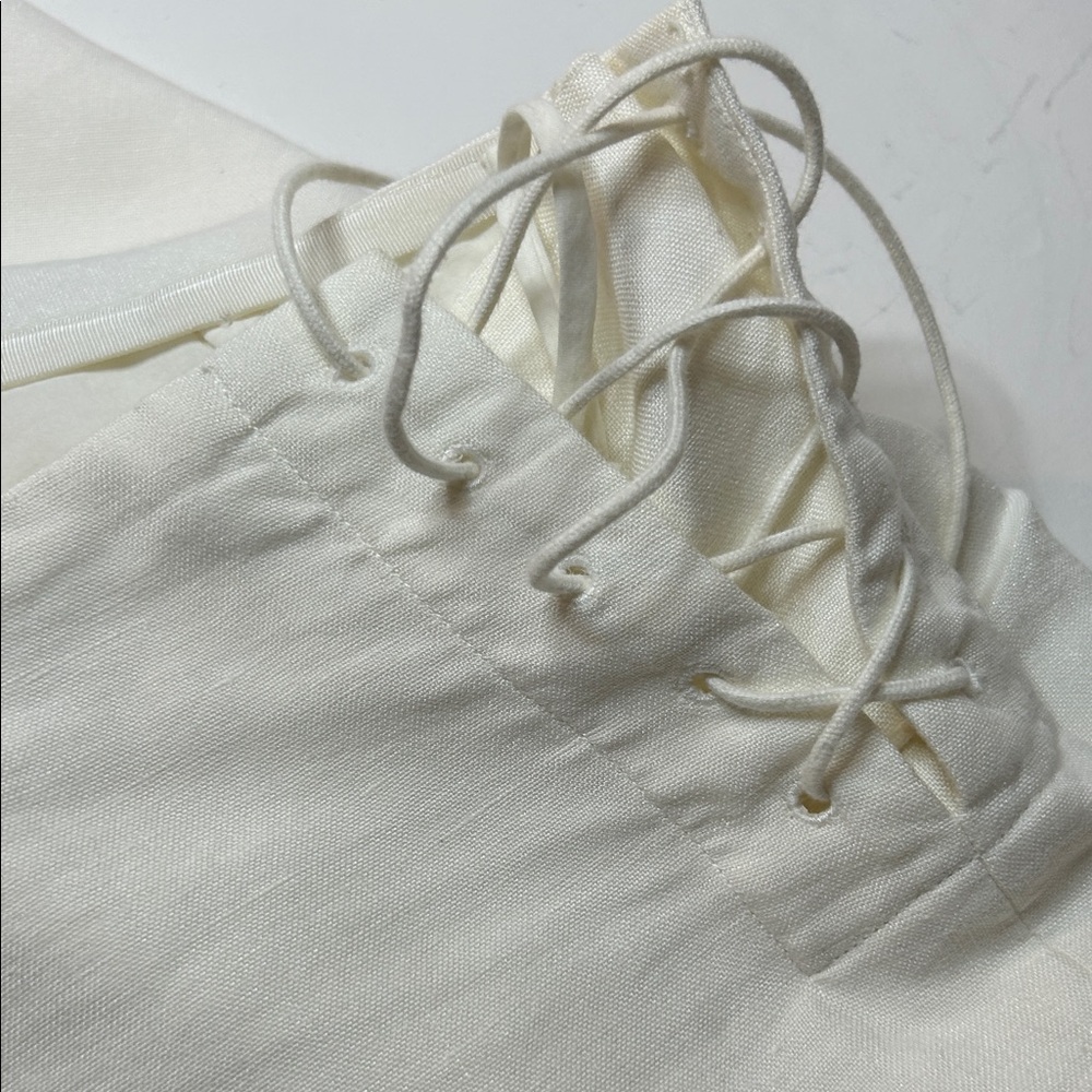 Ralph Lauren Black Label white Linen Ankle Wide Leg Pants - Picture 8 of 8